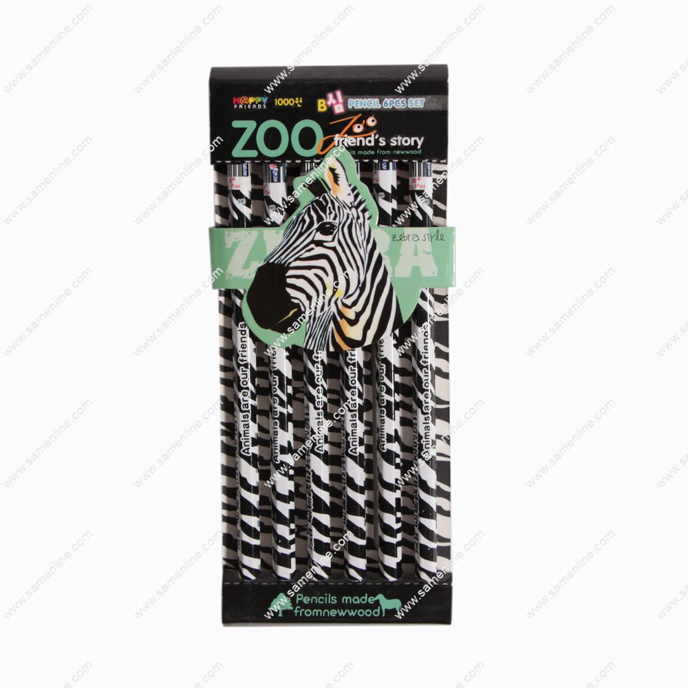 مداد مشکی ZOO مدل گورخر بسته 6 عددی