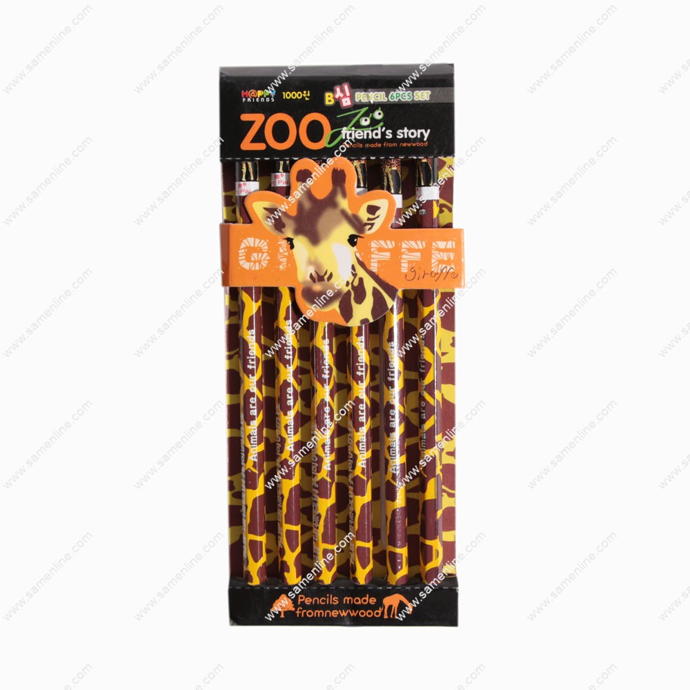 مداد مشکی ZOO مدل زرافه بسته 6 عددی
